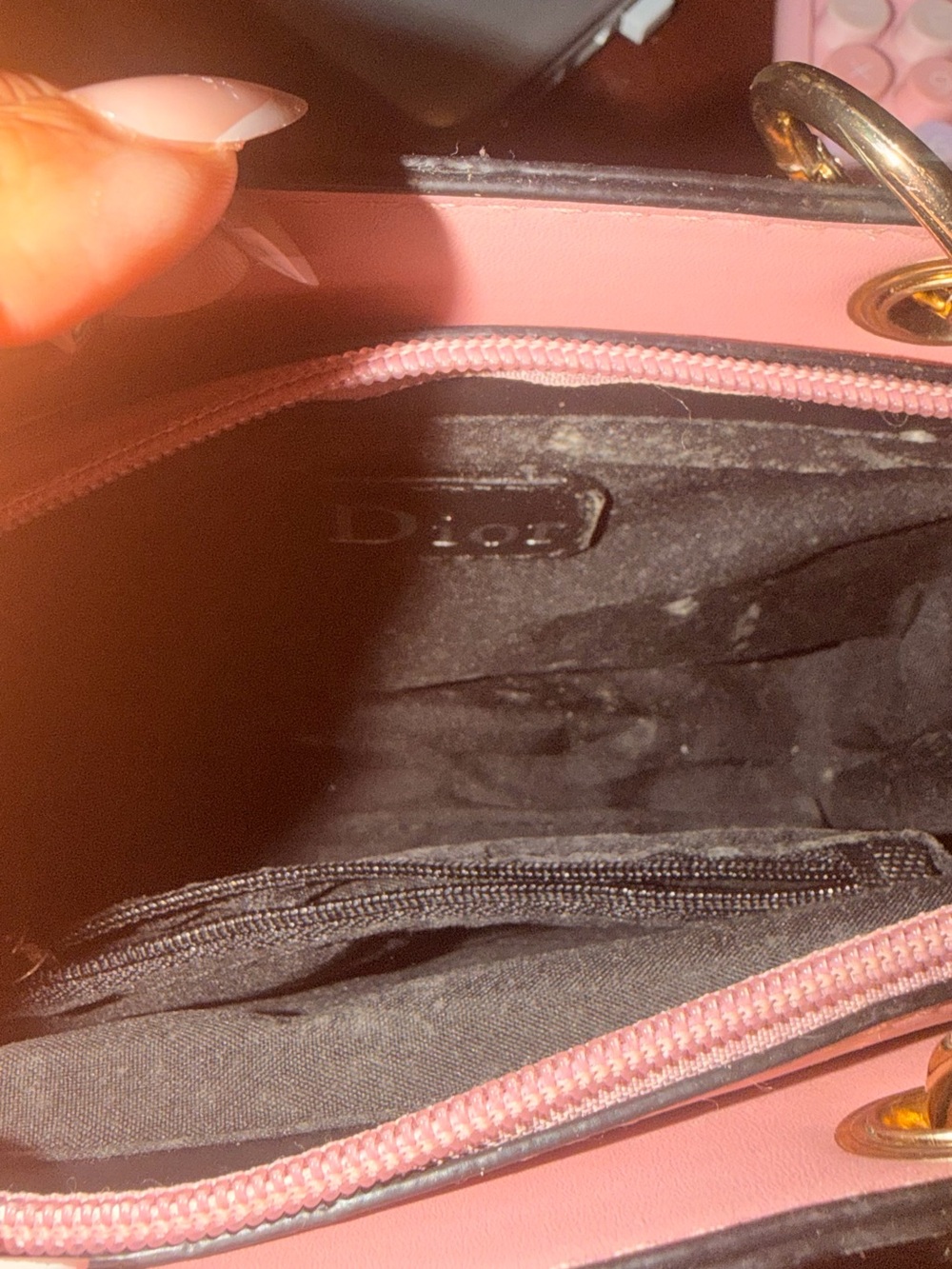 Dior Cream and Pink Floral Canvas Tote - Picture 3 of 5
